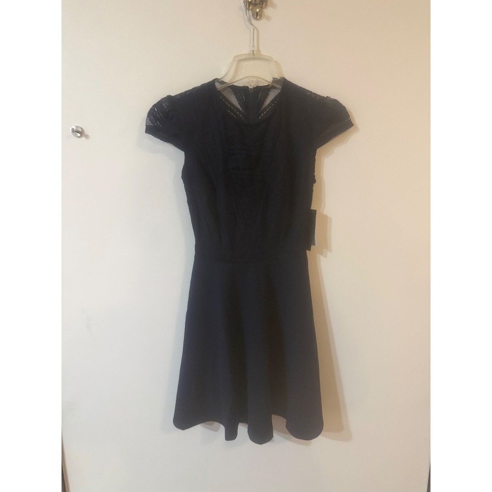 City Studio Navy Blue‎ Lace Cap Sleeve Fit and Flare Dress  Size 1